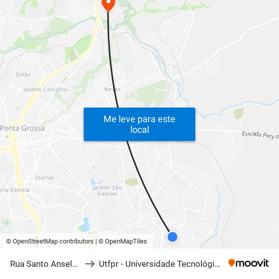 Rua Santo Anselmo, 349-495 to Utfpr - Universidade Tecnológica Federal Do Paraná map