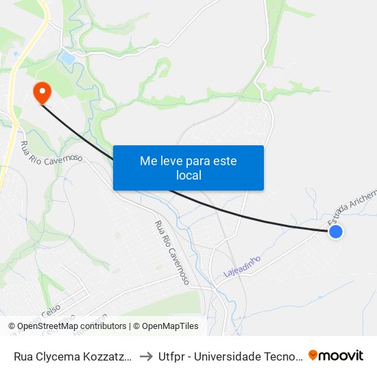 Rua Clycema Kozzatz Carvalho, 1206-1272 to Utfpr - Universidade Tecnológica Federal Do Paraná map