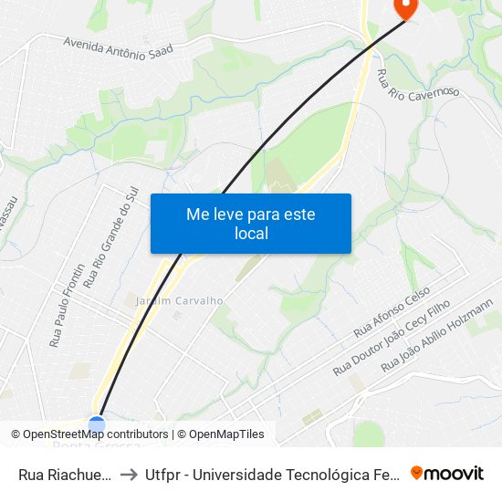 Rua Riachuelo, 260 to Utfpr - Universidade Tecnológica Federal Do Paraná map