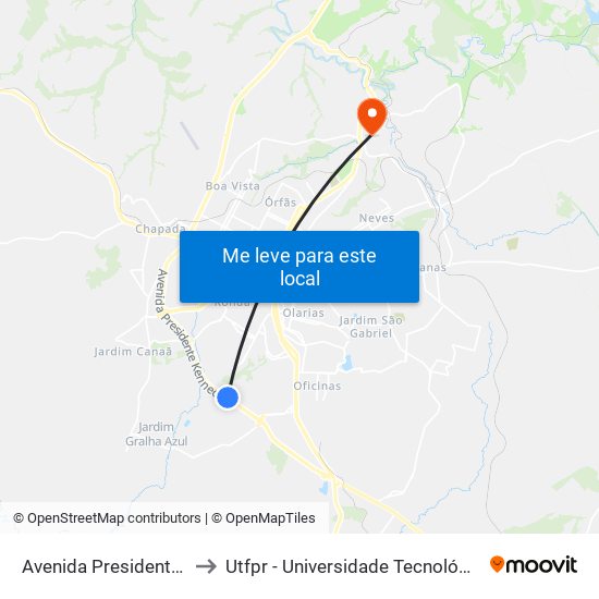 Avenida Presidente Kennedy, 626 to Utfpr - Universidade Tecnológica Federal Do Paraná map