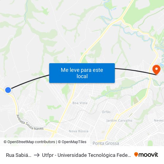 Rua Sabiá, 600 to Utfpr - Universidade Tecnológica Federal Do Paraná map