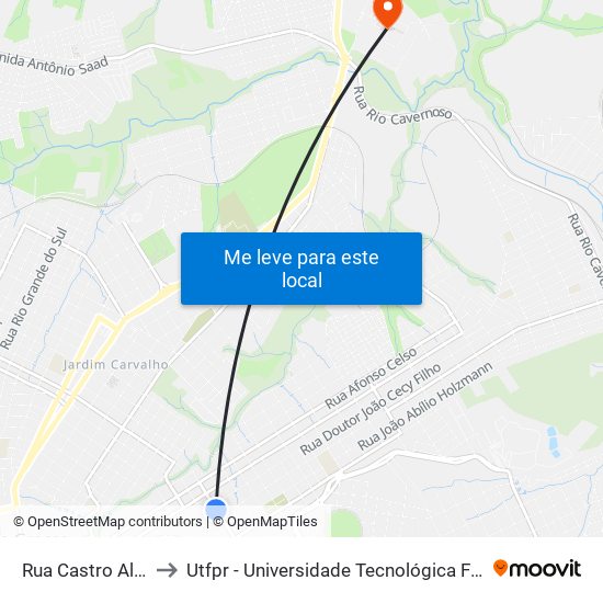 Rua Castro Alves, 630 to Utfpr - Universidade Tecnológica Federal Do Paraná map