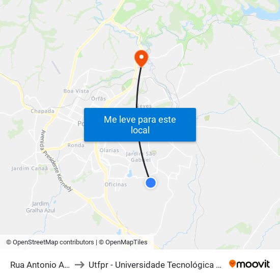 Rua Antonio Alves, 504 to Utfpr - Universidade Tecnológica Federal Do Paraná map