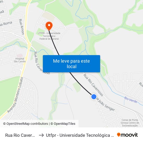 Rua Rio Cavernoso, 819 to Utfpr - Universidade Tecnológica Federal Do Paraná map