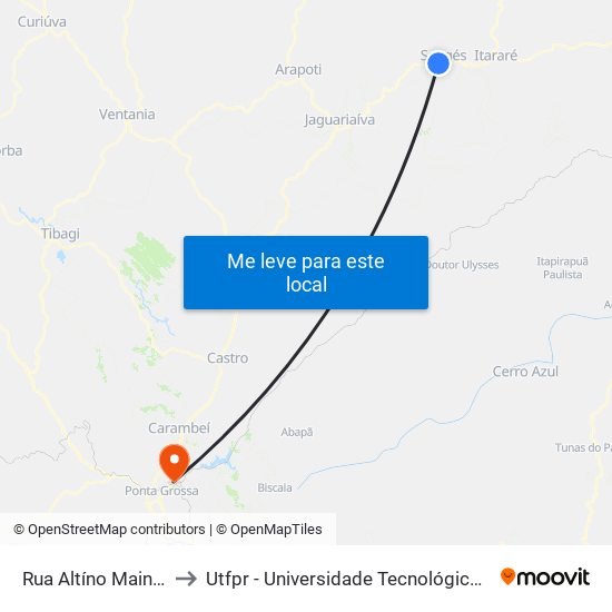 Rua Altíno Mainardes, 974 to Utfpr - Universidade Tecnológica Federal Do Paraná map