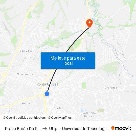 Praca Barão Do Rio Branco, 76 to Utfpr - Universidade Tecnológica Federal Do Paraná map