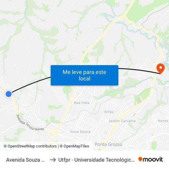 Avenida Souza Naves, 6351 to Utfpr - Universidade Tecnológica Federal Do Paraná map