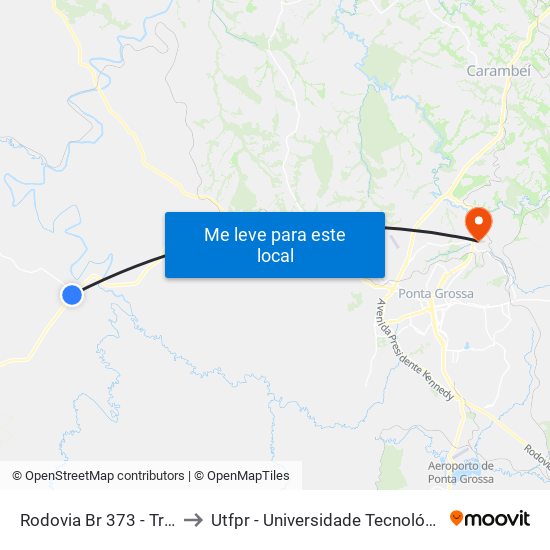 Rodovia Br 373 - Trevo De Ipiranga to Utfpr - Universidade Tecnológica Federal Do Paraná map