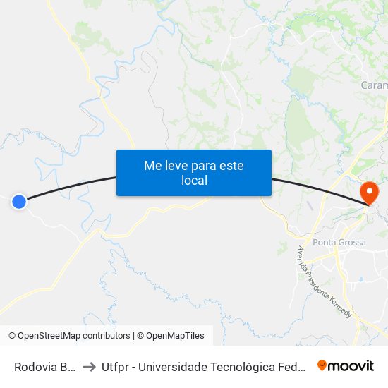 Rodovia Br 153 to Utfpr - Universidade Tecnológica Federal Do Paraná map