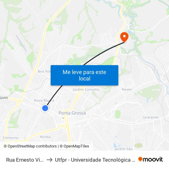 Rua Ernesto Vilela, 1061 to Utfpr - Universidade Tecnológica Federal Do Paraná map