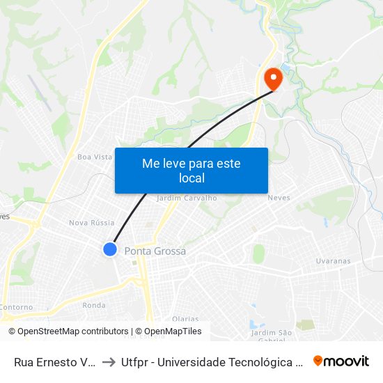 Rua Ernesto Vilela, 607 to Utfpr - Universidade Tecnológica Federal Do Paraná map