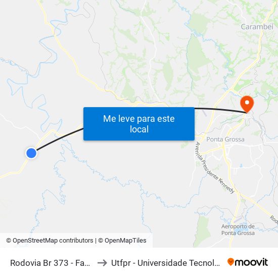 Rodovia Br 373 - Fazenda Olho D'Agua to Utfpr - Universidade Tecnológica Federal Do Paraná map