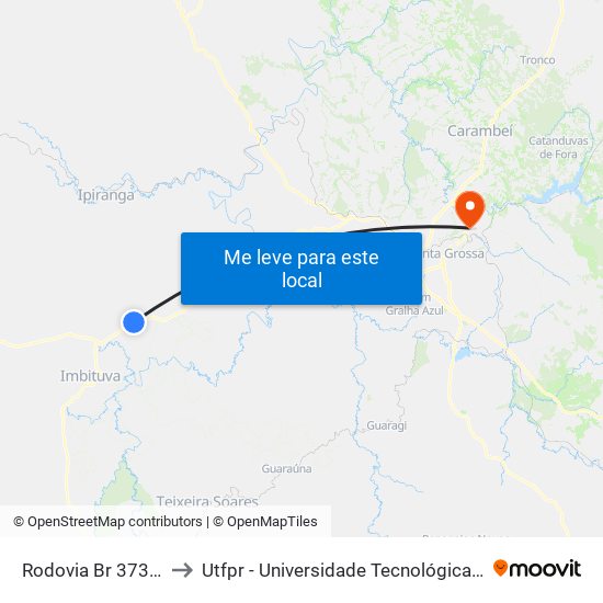 Rodovia Br 373 - Restinga to Utfpr - Universidade Tecnológica Federal Do Paraná map