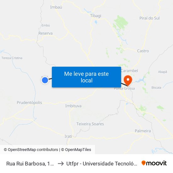 Rua Rui Barbosa, 10 - Portal De Ivaí to Utfpr - Universidade Tecnológica Federal Do Paraná map