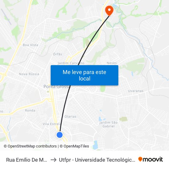 Rua Emílio De Menezes, 570 to Utfpr - Universidade Tecnológica Federal Do Paraná map