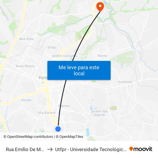 Rua Emílio De Menezes, 132 to Utfpr - Universidade Tecnológica Federal Do Paraná map