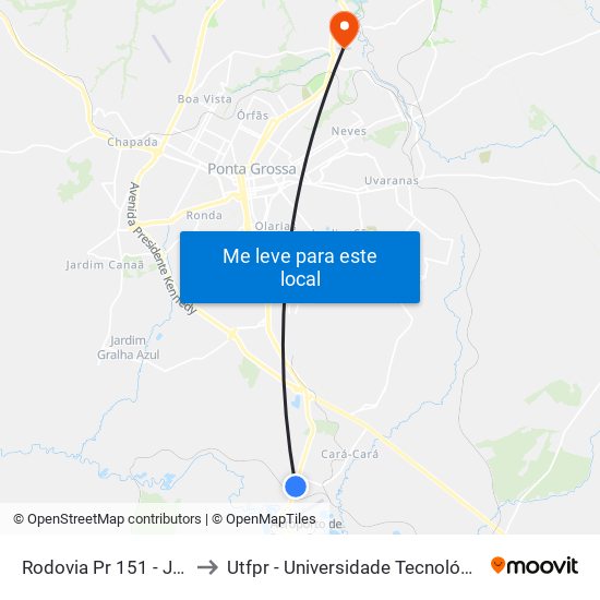 Rodovia Pr 151 - Jardim Alvorada to Utfpr - Universidade Tecnológica Federal Do Paraná map
