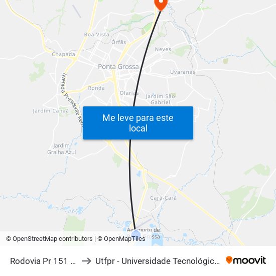 Rodovia Pr 151 - Aeroporto to Utfpr - Universidade Tecnológica Federal Do Paraná map