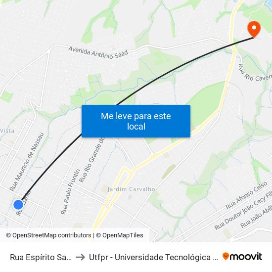 Rua Espírito Santo, 1054 to Utfpr - Universidade Tecnológica Federal Do Paraná map