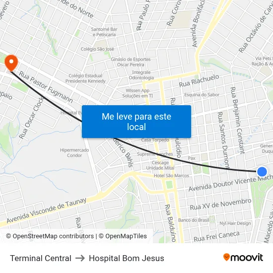 Terminal Central to Hospital Bom Jesus map