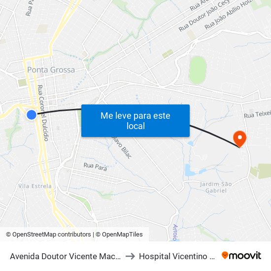 Avenida Doutor Vicente Machado, 741-799 to Hospital Vicentino São Camilo map
