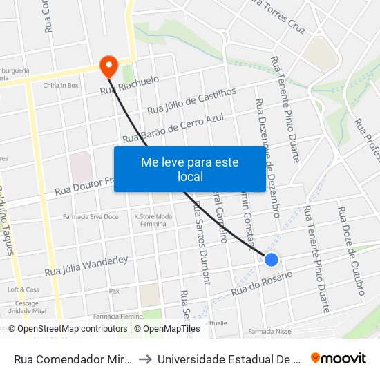 Rua Comendador Miró, 202-300 to Universidade Estadual De Ponta Grossa map