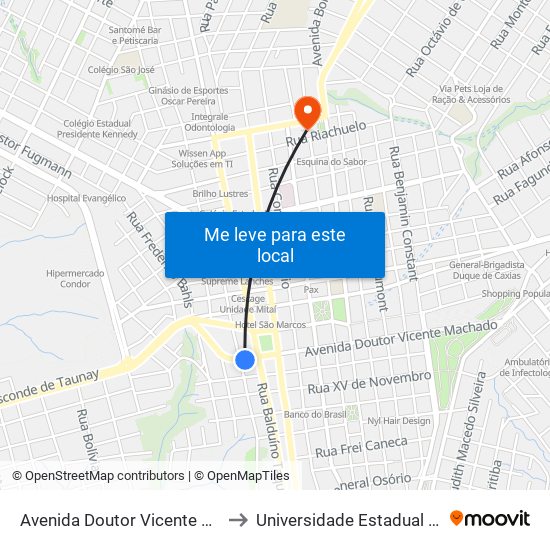 Avenida Doutor Vicente Machado, 741-799 to Universidade Estadual De Ponta Grossa map