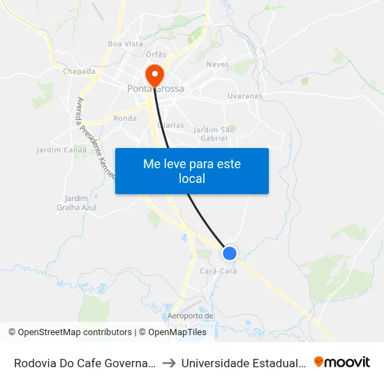 Rodovia Do Cafe Governador Ney Braga, 141 to Universidade Estadual De Ponta Grossa map