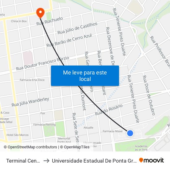 Terminal Central to Universidade Estadual De Ponta Grossa map