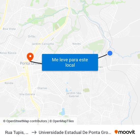 Rua Tupis, 63 to Universidade Estadual De Ponta Grossa map