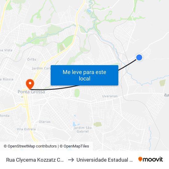 Rua Clycema Kozzatz Carvalho, 435-597 to Universidade Estadual De Ponta Grossa map