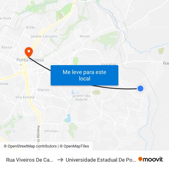 Rua Viveiros De Castro, 700 to Universidade Estadual De Ponta Grossa map