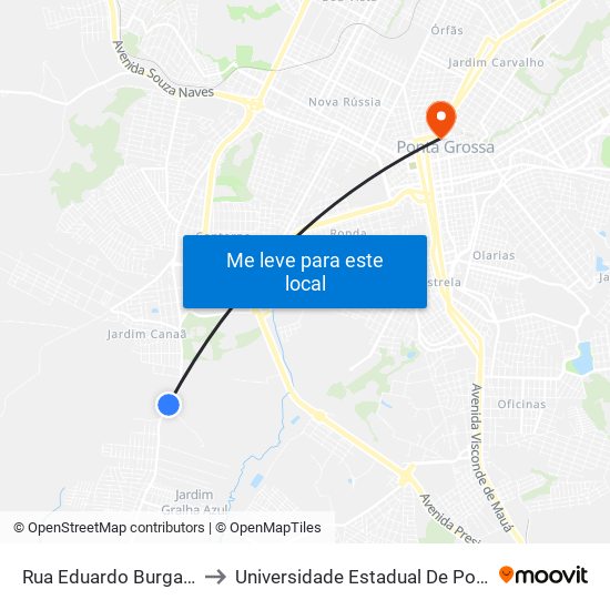 Rua Eduardo Burgardt, 144 to Universidade Estadual De Ponta Grossa map