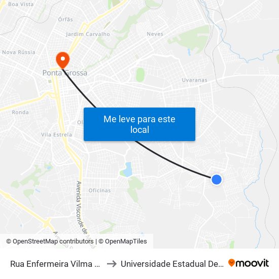 Rua Enfermeira Vilma T Stinski, 403 to Universidade Estadual De Ponta Grossa map