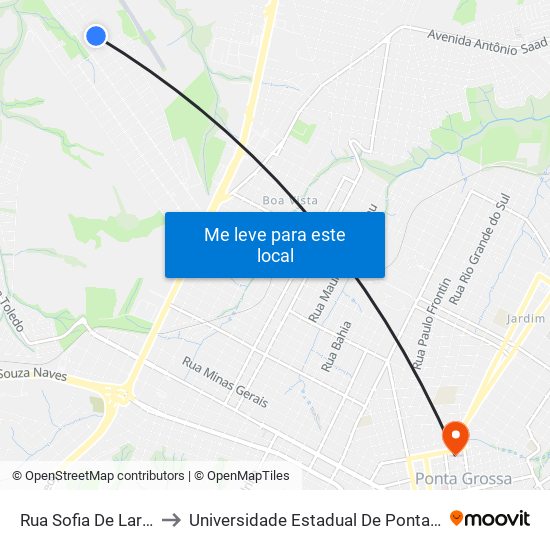 Rua Sofia De Lara, 12 to Universidade Estadual De Ponta Grossa map