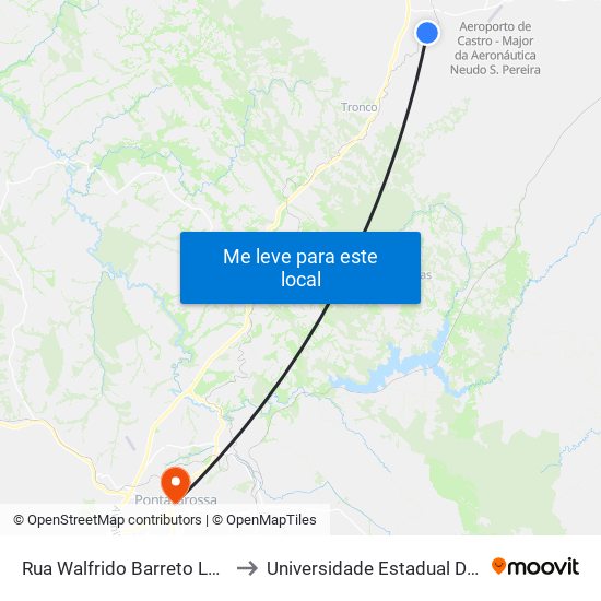 Rua Walfrido Barreto Lopes - Pracinha to Universidade Estadual De Ponta Grossa map