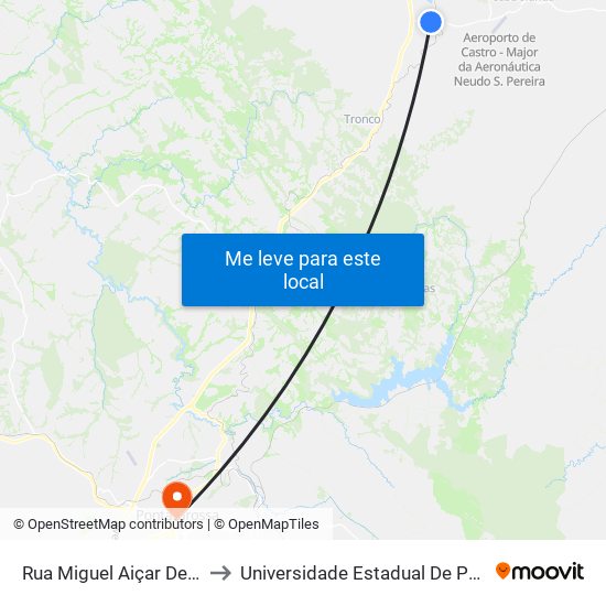 Rua Miguel Aiçar De Sus, 110 to Universidade Estadual De Ponta Grossa map