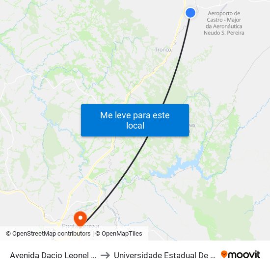 Avenida Dacio Leonel De Quadros to Universidade Estadual De Ponta Grossa map