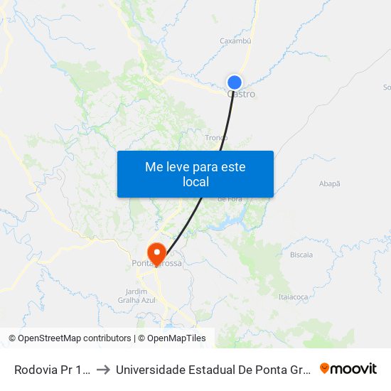 Rodovia Pr 151 to Universidade Estadual De Ponta Grossa map
