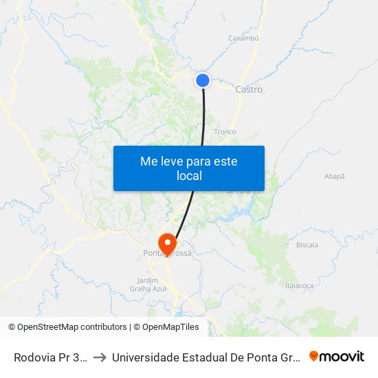 Rodovia Pr 340 to Universidade Estadual De Ponta Grossa map