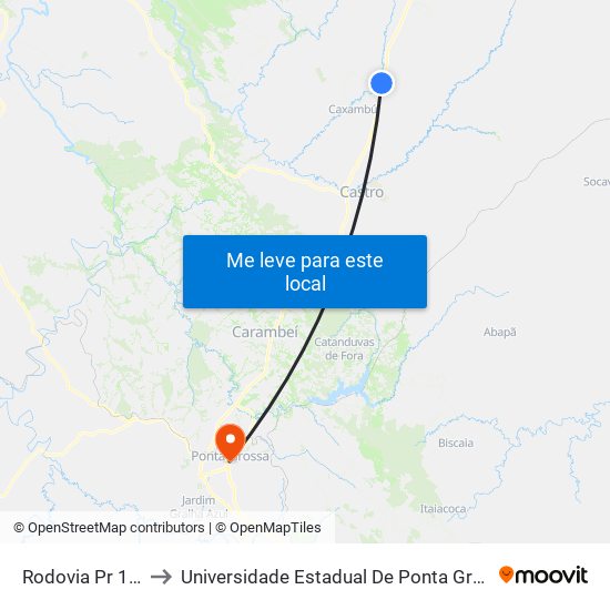 Rodovia Pr 151 to Universidade Estadual De Ponta Grossa map