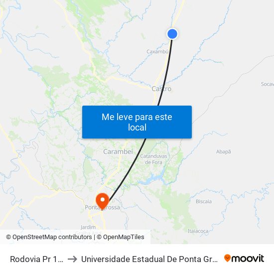 Rodovia Pr 151 to Universidade Estadual De Ponta Grossa map