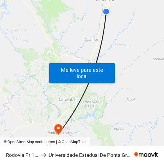 Rodovia Pr 151 to Universidade Estadual De Ponta Grossa map
