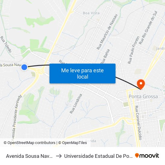 Avenida Sousa Naves, 1969 to Universidade Estadual De Ponta Grossa map