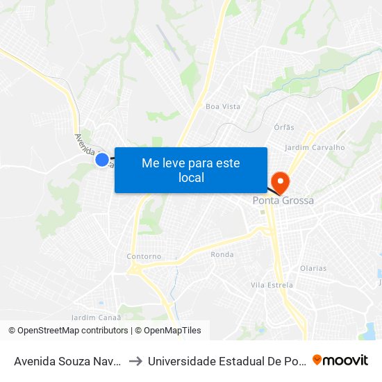 Avenida Souza Naves, 3253 to Universidade Estadual De Ponta Grossa map