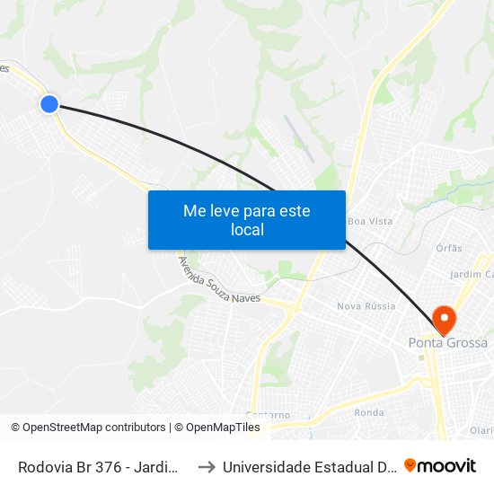 Rodovia Br 376 - Jardim Santa Edwiges to Universidade Estadual De Ponta Grossa map