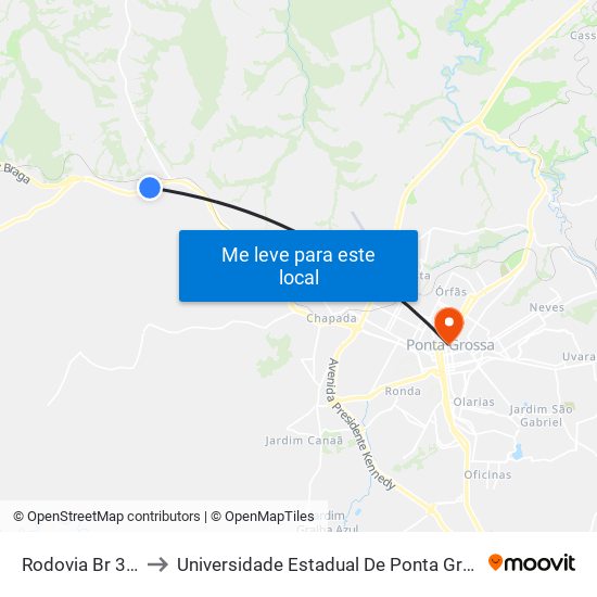 Rodovia Br 376 to Universidade Estadual De Ponta Grossa map