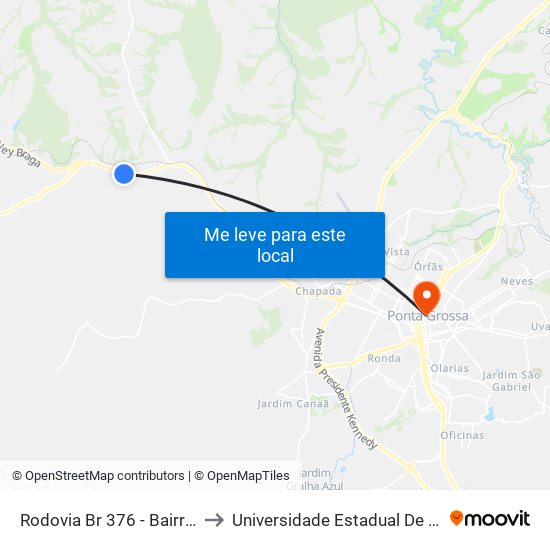 Rodovia Br 376 - Bairro Cristo Rei to Universidade Estadual De Ponta Grossa map