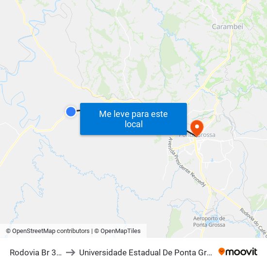 Rodovia Br 373 to Universidade Estadual De Ponta Grossa map