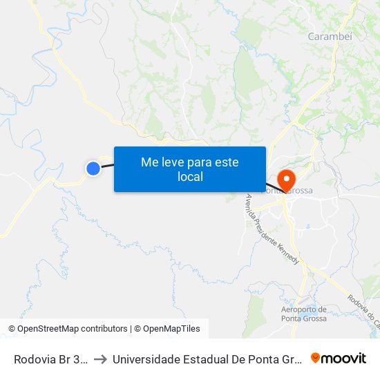 Rodovia Br 373 to Universidade Estadual De Ponta Grossa map